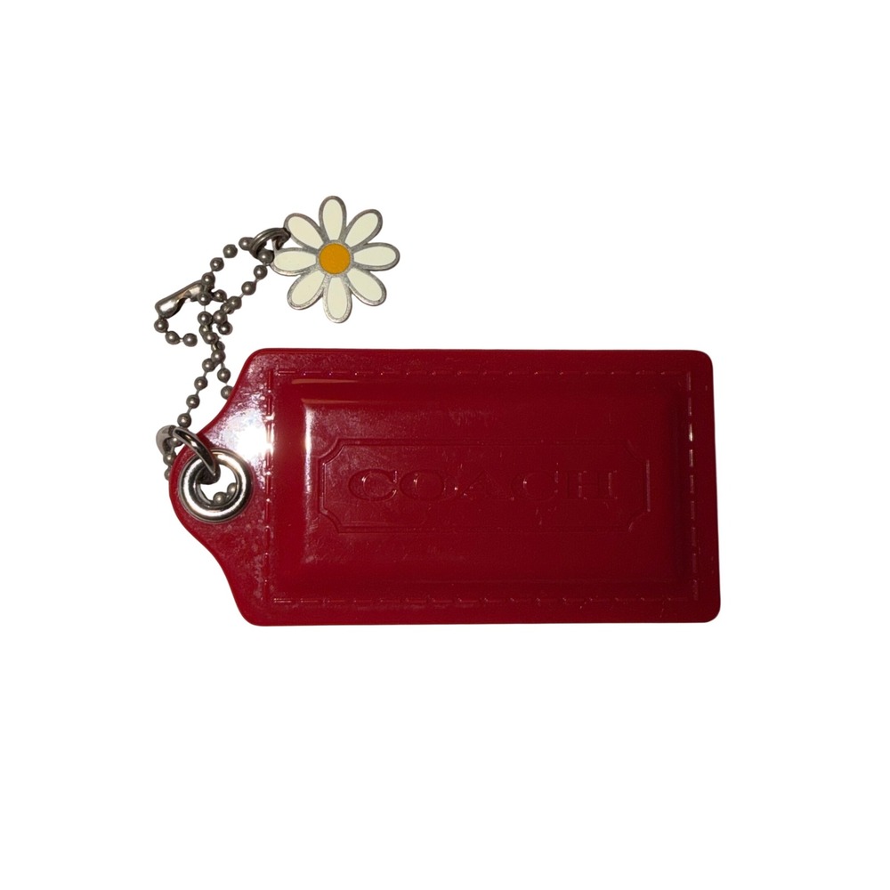 Coach Poppy Red Plastic Hangtag with Enamel Daisy Charm Bag Accessory - Picture 5 of 9